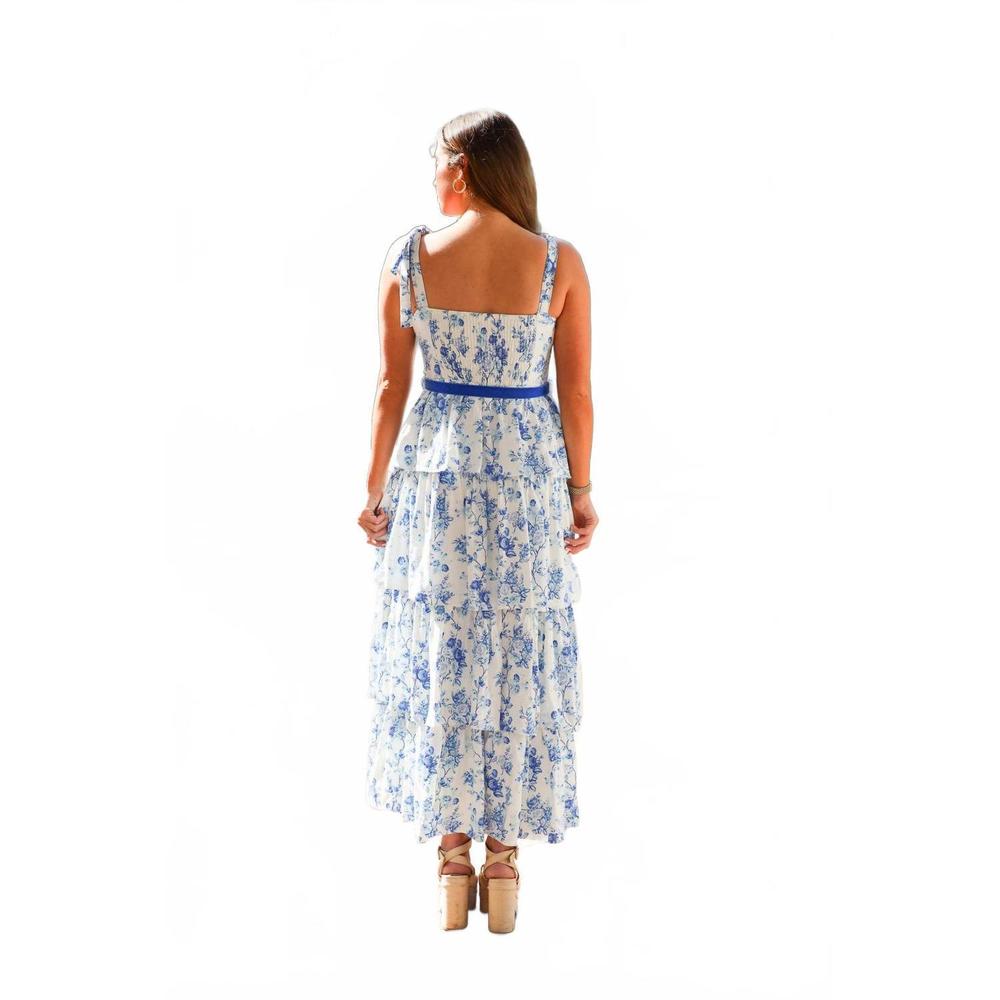 NEW TCEC rosette midi dress in blue - Picture 2 of 4